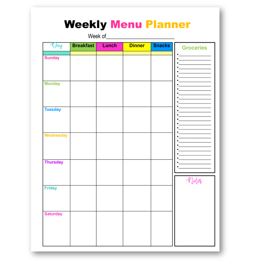 Weekly Meal Plan - Menu Planner